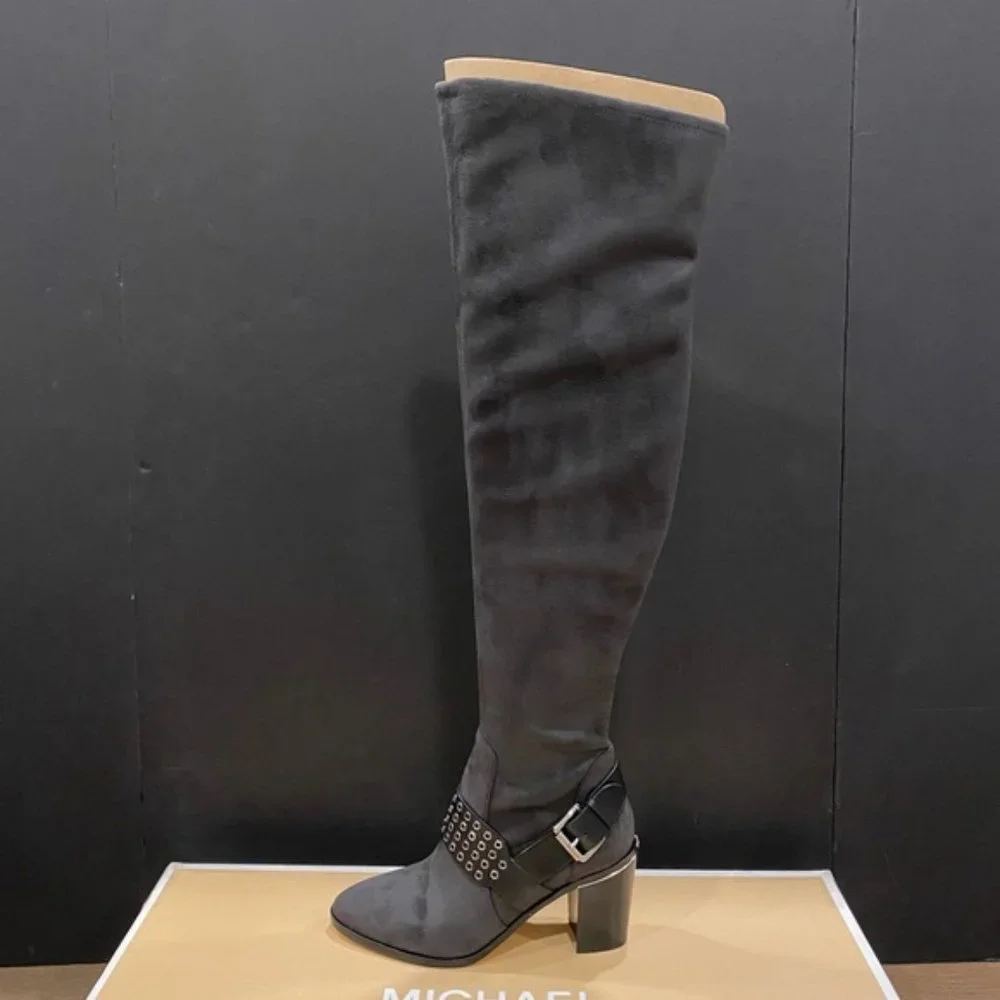 Michael Kors MK Charcoal Brody Over-The-Knee Tall Boots Shoes Heels Pumps NEW